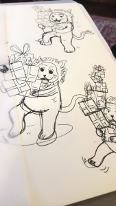 Lion and presents